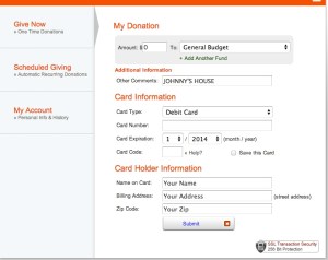 GIVE TO JOHNNY'S HOUSE