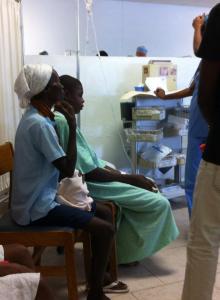 Gislene having vitals taken before undergoing the endoscopy