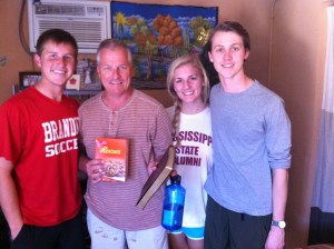 Tony with the kiddos after celebrating his birthday. They gave him a new Bible, water bottle, and a box of Reese's cookie mix! Yum!!!