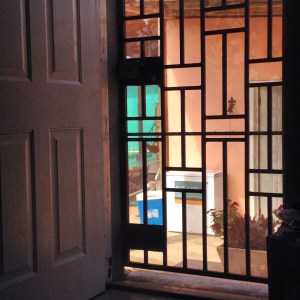 Sitting on the love seat in my house, looking out my front door, listening to the sounds of Hope Center