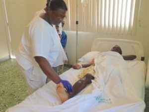 Marise in the hospital in Carrefour being prepped for surgery